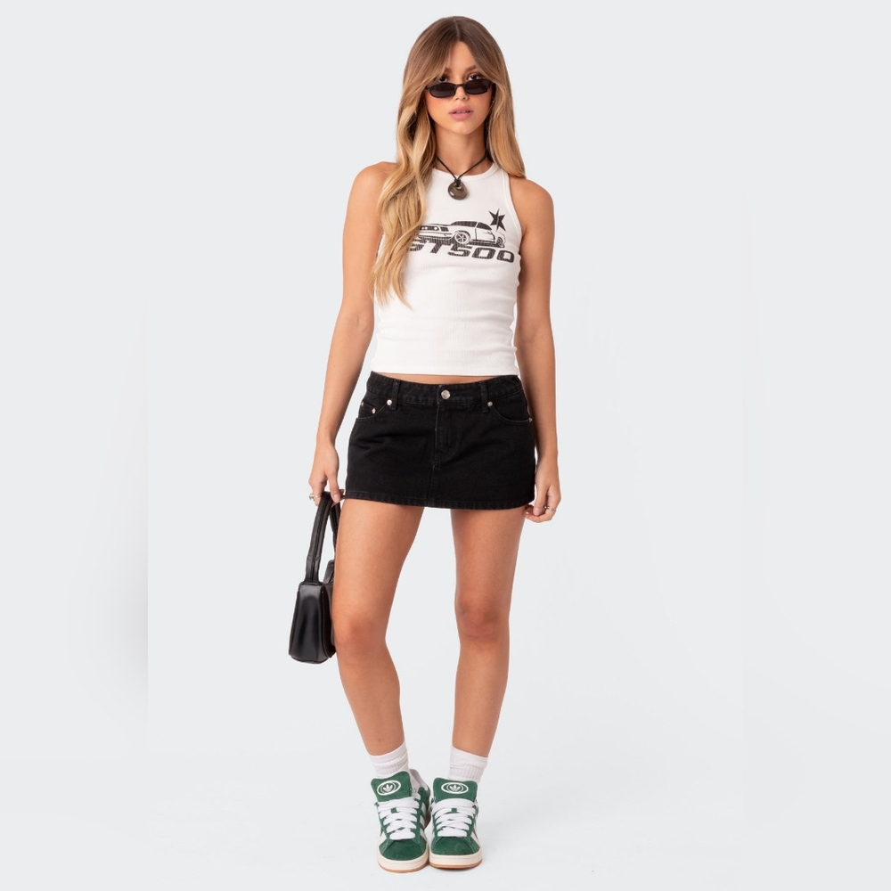 Edikted Spencer Low Rise Denim Micro Skirt Small